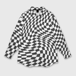 Мужская рубашка oversize 3D Черно-белая клетка Black and white squares