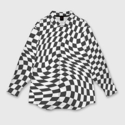 Женская рубашка oversize 3D Черно-белая клетка Black and white squares