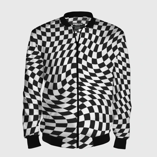 Мужской бомбер 3D Черно-белая клетка Black and white squares