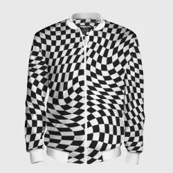 Мужской бомбер 3D Черно-белая клетка Black and white squares