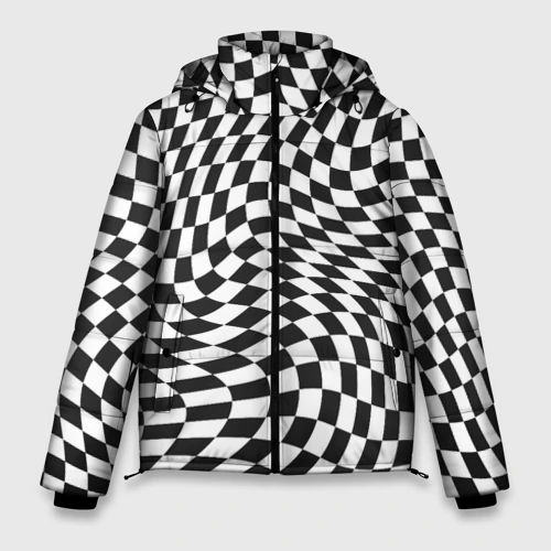 Мужская зимняя куртка 3D Черно-белая клетка Black and white squares