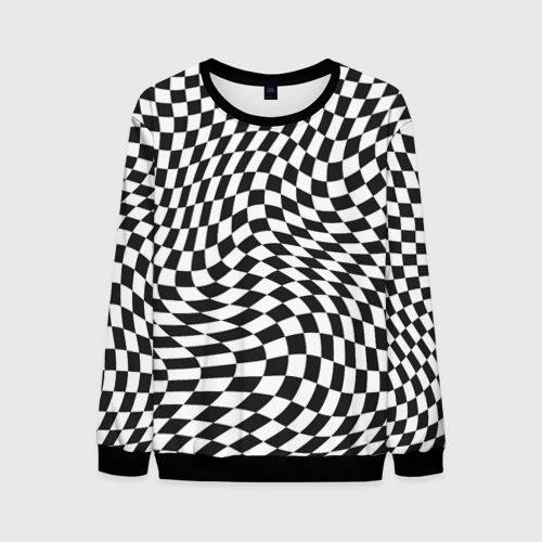 Мужской свитшот 3D Черно-белая клетка Black and white squares
