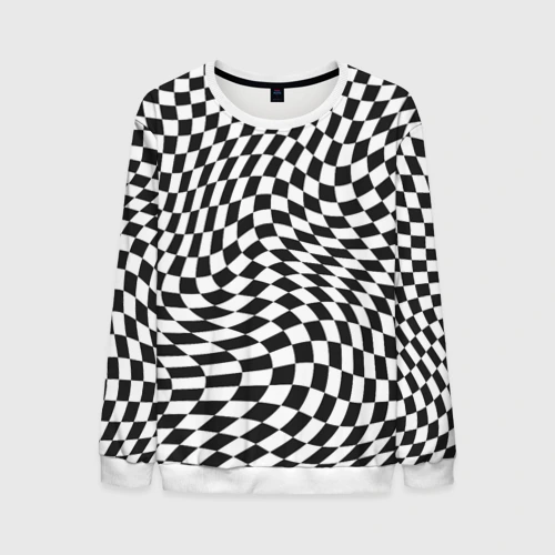Мужской свитшот 3D Черно-белая клетка Black and white squares