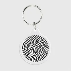 Брелок круглый Черно-белая клетка Black and white squares