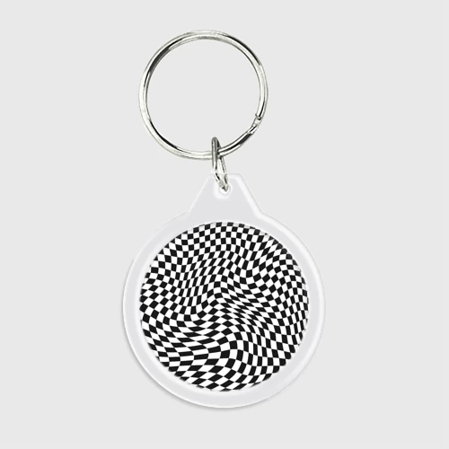 Брелок круглый Черно-белая клетка Black and white squares