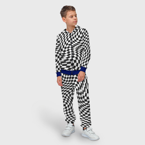 Детский костюм 3D Черно-белая клетка Black and white squares, цвет синий - фото 3