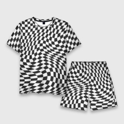 Мужской костюм с шортами 3D Черно-белая клетка Black and white squares