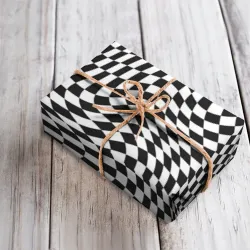 Бумага для упаковки 3D Черно-белая клетка Black and white squares - фото 4
