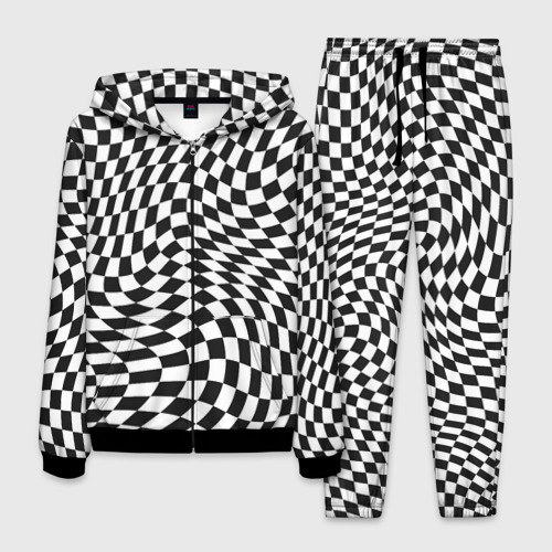 Мужской костюм 3D Черно-белая клетка Black and white squares, цвет черный