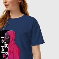 Женская футболка хлопок Oversize Игра в кальмара злодей в маске - фото 2