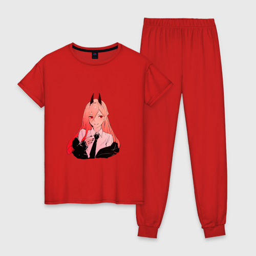 Женская пижама хлопок Милашка Пауэр из человек бензопила, цвет красный
