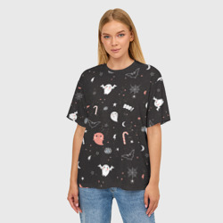 Женская футболка oversize 3D Halloween Dark - фото 2