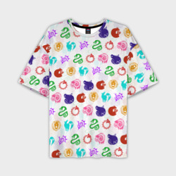 Мужская футболка oversize 3D 7 смертных грехов цветной паттерн символы