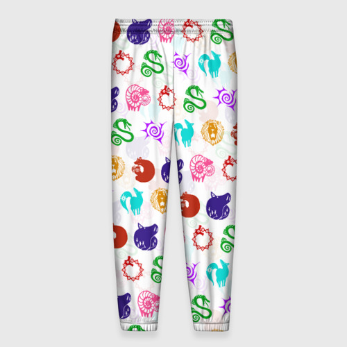Мужские брюки 3D с принтом 7 смертных грехов цветной паттерн символы, вид сзади #1