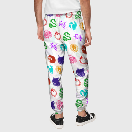 Мужские брюки 3D с принтом 7 смертных грехов цветной паттерн символы, вид сзади #2