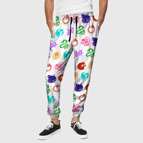 Мужские брюки 3D с принтом 7 смертных грехов цветной паттерн символы, вид сбоку #3