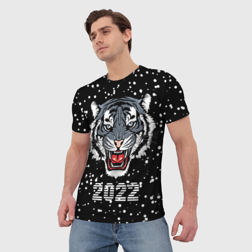 Мужская футболка 3D Черный водяной тигр 2022, цвет 3D печать - фото 3