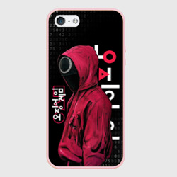 Чехол для iPhone 5/5S матовый Игра в кальмара, страж круг бинарный код
