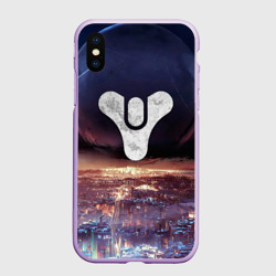 Чехол для iPhone XS Max матовый Дестини земля Хаб, странник над городом