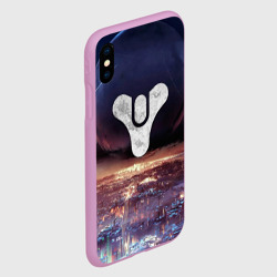 Чехол для iPhone XS Max матовый Дестини земля Хаб, странник над городом - фото 2