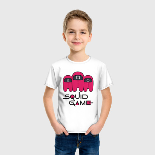 Детская футболка хлопок с принтом ИГРА В КАЛЬМАРА AMONG US, фото на моделе #1