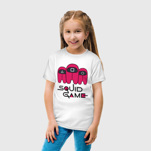 Детская футболка хлопок с принтом ИГРА В КАЛЬМАРА AMONG US, вид сбоку #3