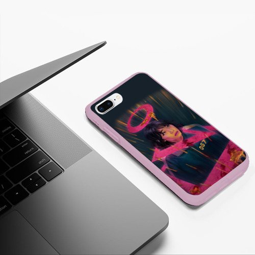 Чехол для iPhone 7Plus/8 Plus матовый УЧАСТНИК 067 | ИГРА В КАЛЬМАРА | SQUID GAME, цвет розовый - фото 5