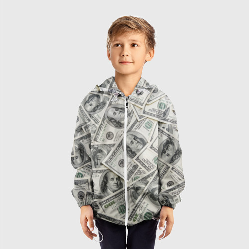 Детская ветровка 3D dollars money, цвет белый - фото 3