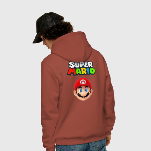 Мужская толстовка хлопок Mario head, цвет кирпичный - фото 4
