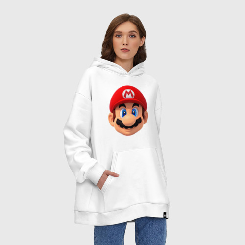 Худи SuperOversize хлопок Mario head, цвет белый - фото 4