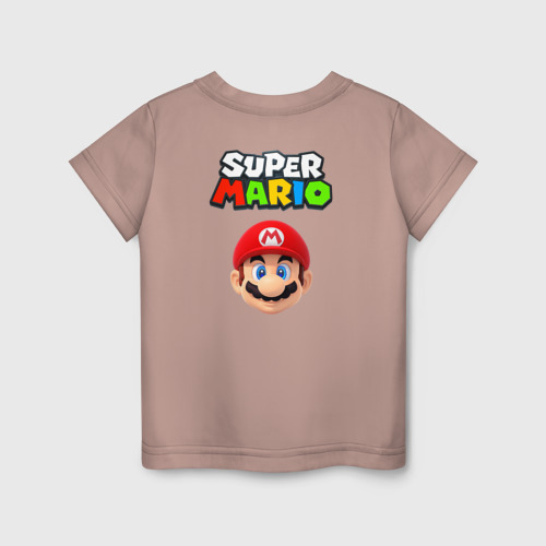 Детская футболка хлопок Mario head, цвет пыльно-розовый - фото 2