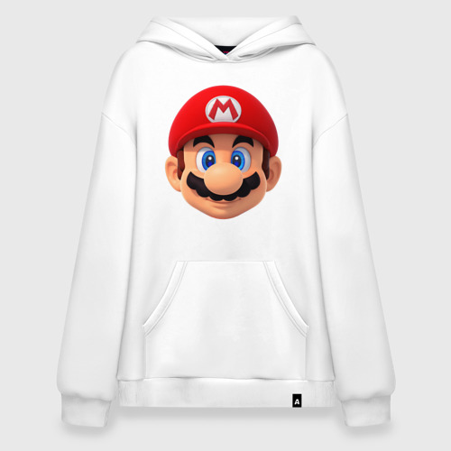 Худи SuperOversize хлопок Mario head, цвет белый