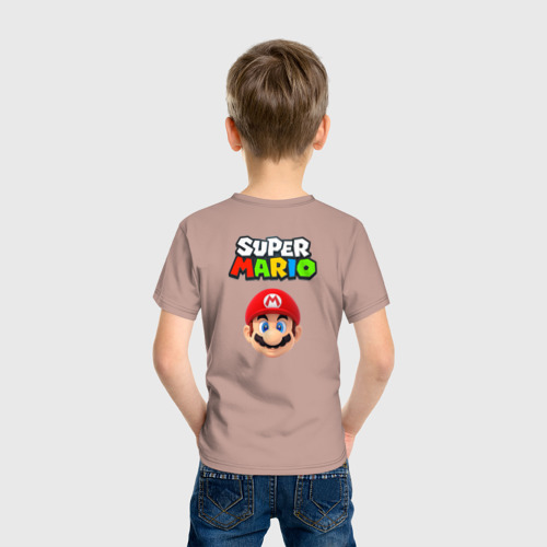 Детская футболка хлопок Mario head, цвет пыльно-розовый - фото 4