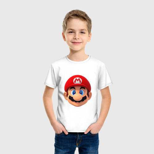 Детская футболка хлопок Mario head, цвет белый - фото 3