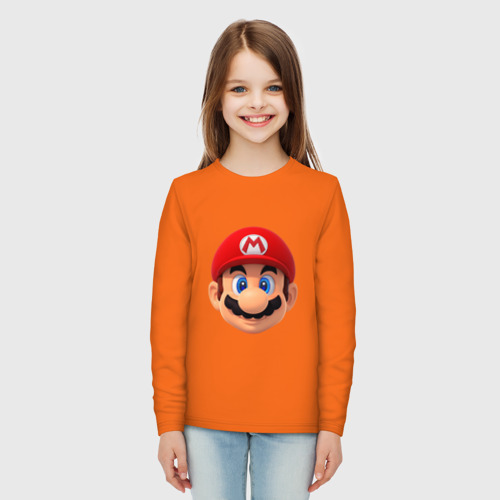 Детский лонгслив хлопок Mario head, цвет оранжевый - фото 5