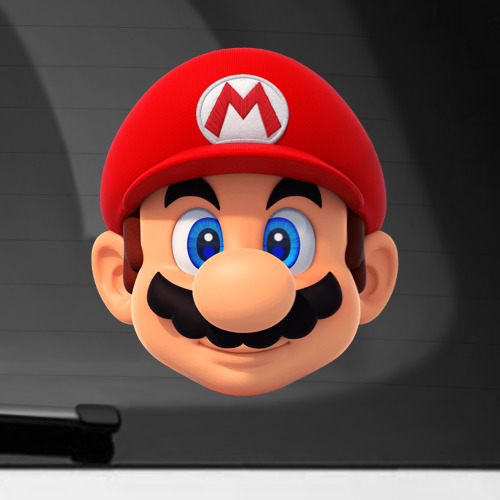 Наклейка на автомобиль с принтом Mario head, вид спереди №1