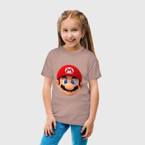 Детская футболка хлопок Mario head, цвет пыльно-розовый - фото 5