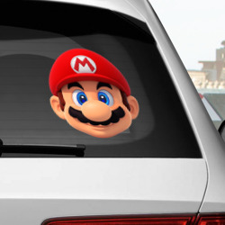 Наклейка с принтом Mario head для любого человека, вид спереди №2. Цвет основы: белый