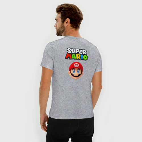 Мужская футболка хлопок Slim Mario head, цвет меланж - фото 4