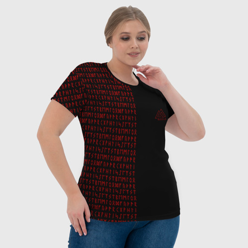 Женская футболка 3D Валькнут рунический алфавит, цвет 3D печать - фото 6