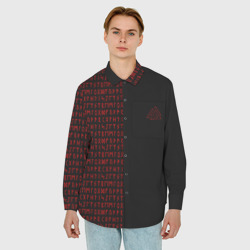 Мужская рубашка oversize 3D Валькнут рунический алфавит - фото 2