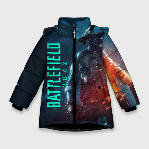 Зимняя куртка для девочек 3D Battlefield 2042 soldier wars, цвет черный