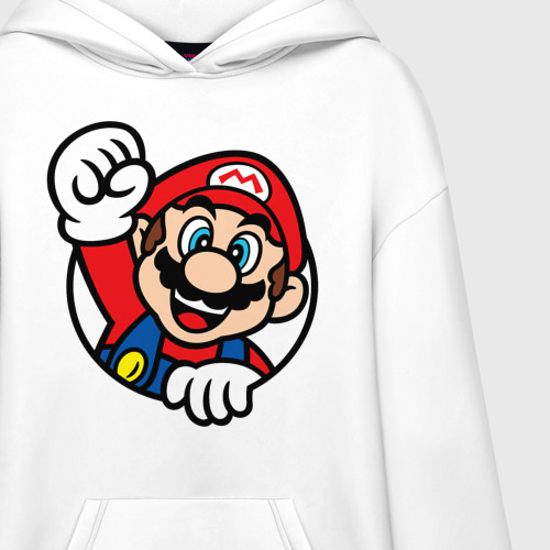 Худи SuperOversize хлопок Mario - face, цвет белый - фото 3