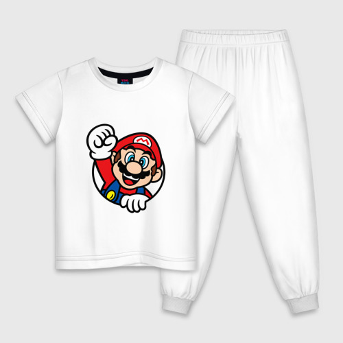 Детская пижама хлопок Mario - face, цвет белый