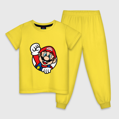 Детская пижама хлопок Mario - face, цвет желтый