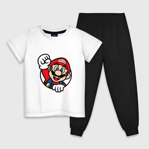 Детская пижама с белой футболкой Mario - face
