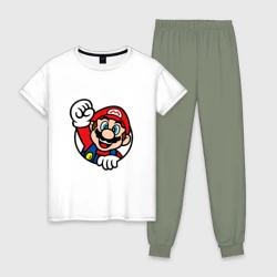 Женская пижама с белой футболкой хлопок Mario - face