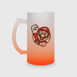 Кружка пивная матовое стекло Mario - face