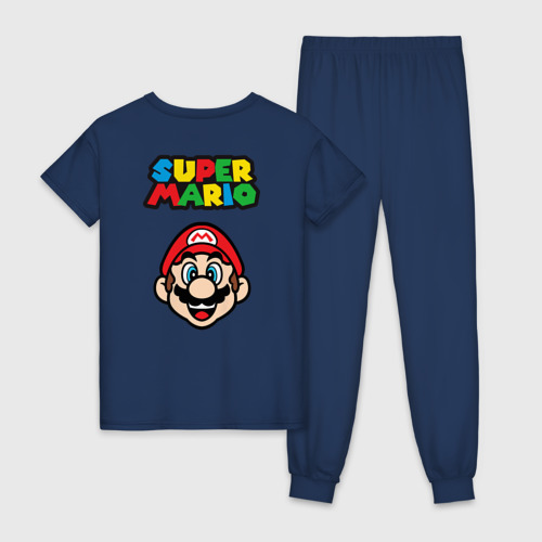 Женская пижама хлопок Mario - face, цвет темно-синий - фото 2