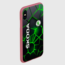 Чехол для iPhone XS Max матовый 3D плиты с подсветкой Шкода - фото 2